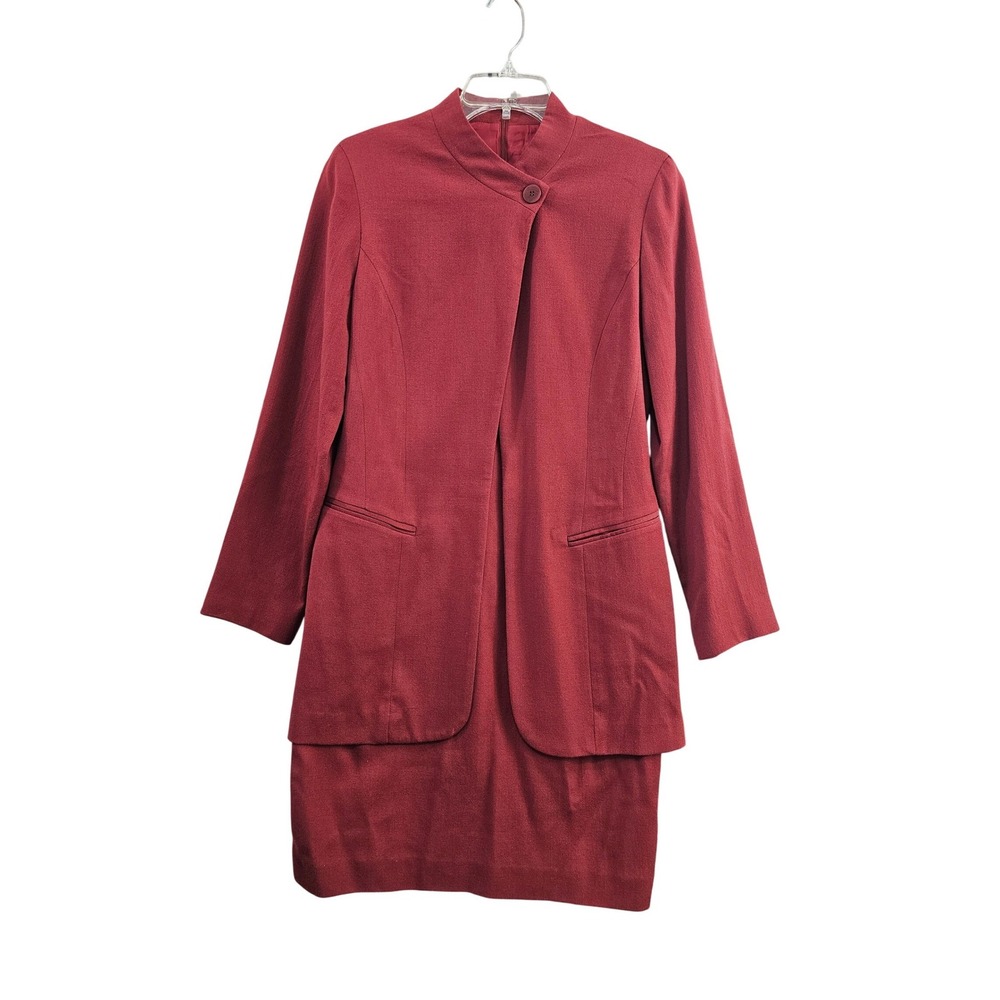 Depeche Mode Yves Cossette Dress‎ Women 6 Red Wool Vintage 80s Mock Neck Layered